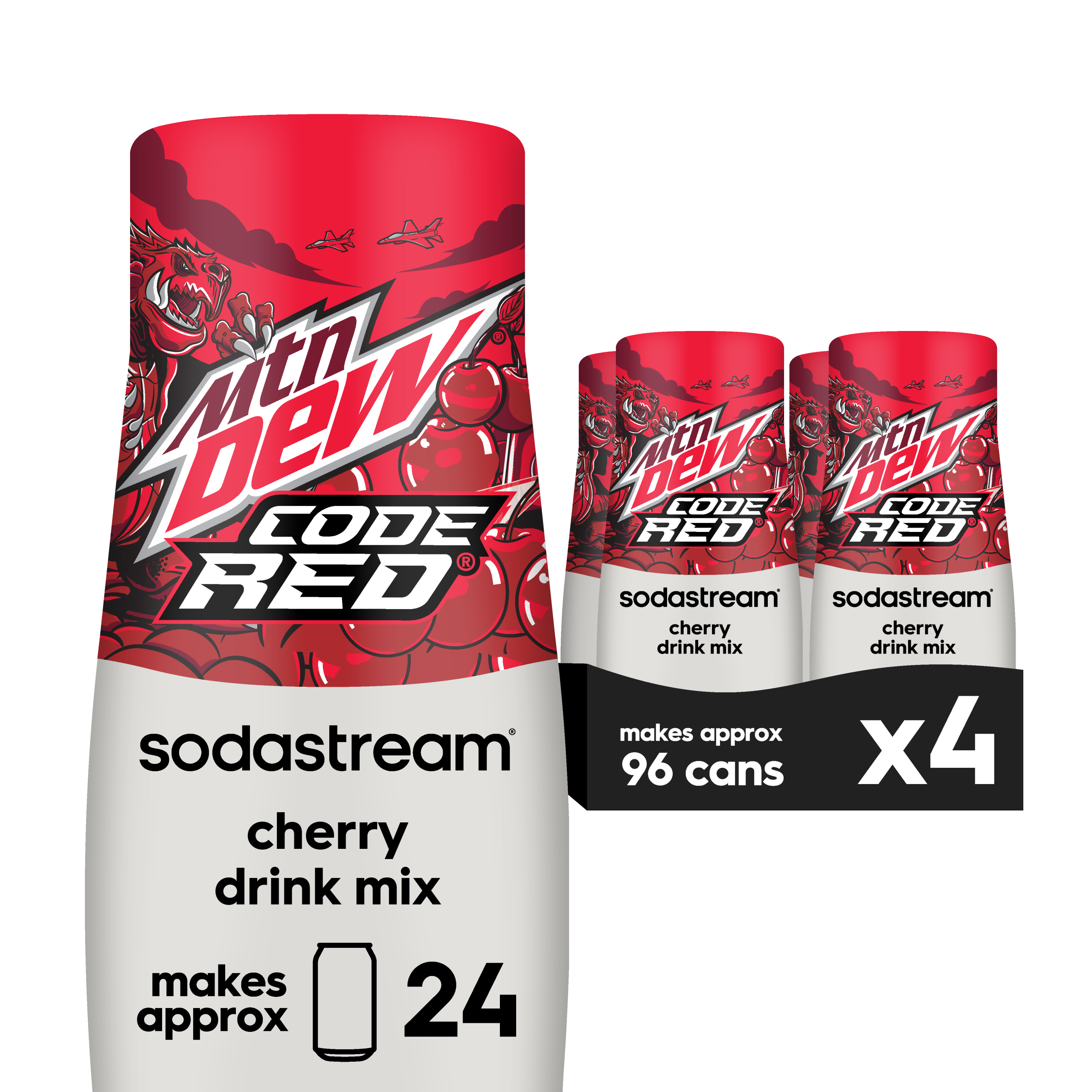 Sodastream MTN DEW Code Red Cherry Drink Mix 4 Pack 440ml- final sale