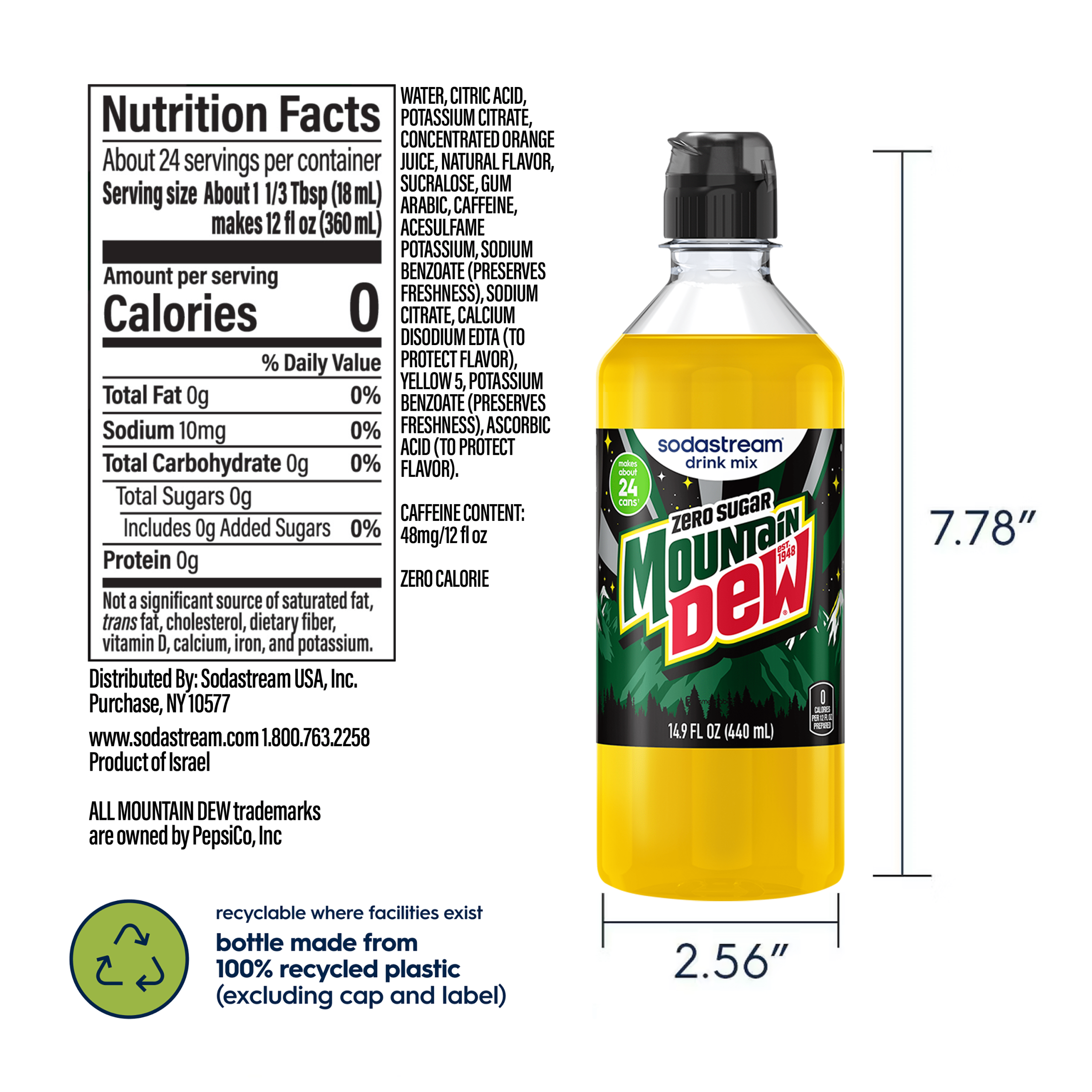 Sodastream MTN DEW Zero Sugar Drink Mix 4 Pack 440ml - Image 5